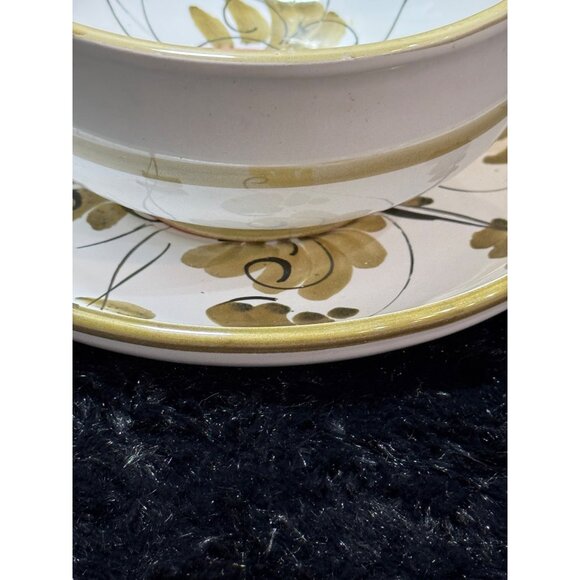 Handpainted Ceramic Large Cup Saucer Cappuccino Latte Soup Italy  Italy - Picture 2 of 10